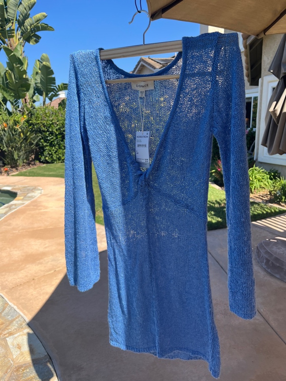 l*space Blue V-Neck Knit Long-Sleeve Dress - Picture 3 of 4
